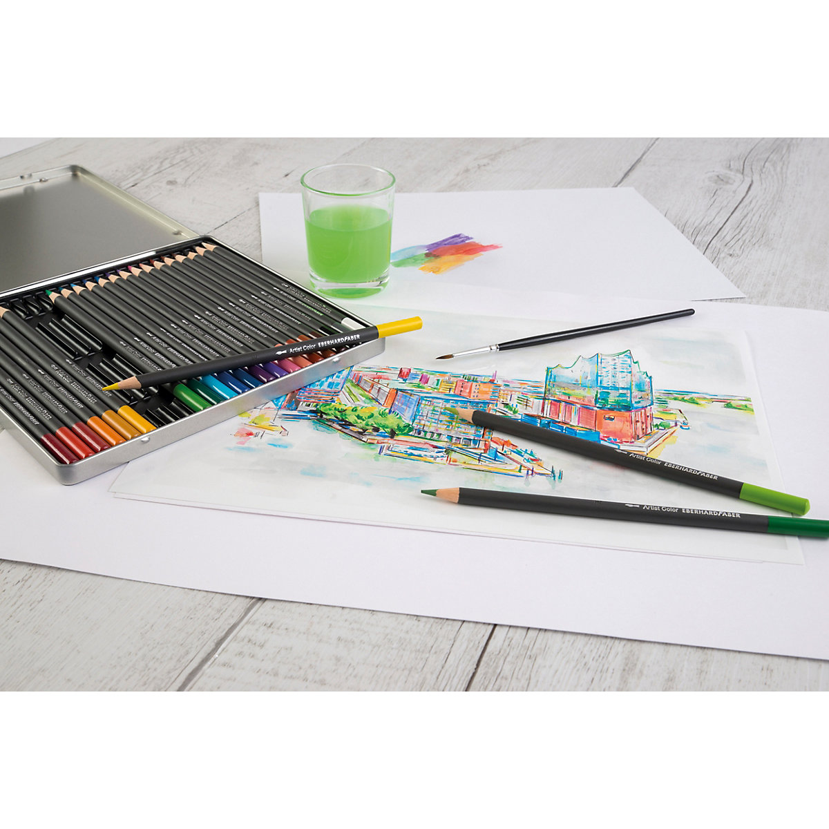 AquarellBuntstifte im Etui, 24 Farben