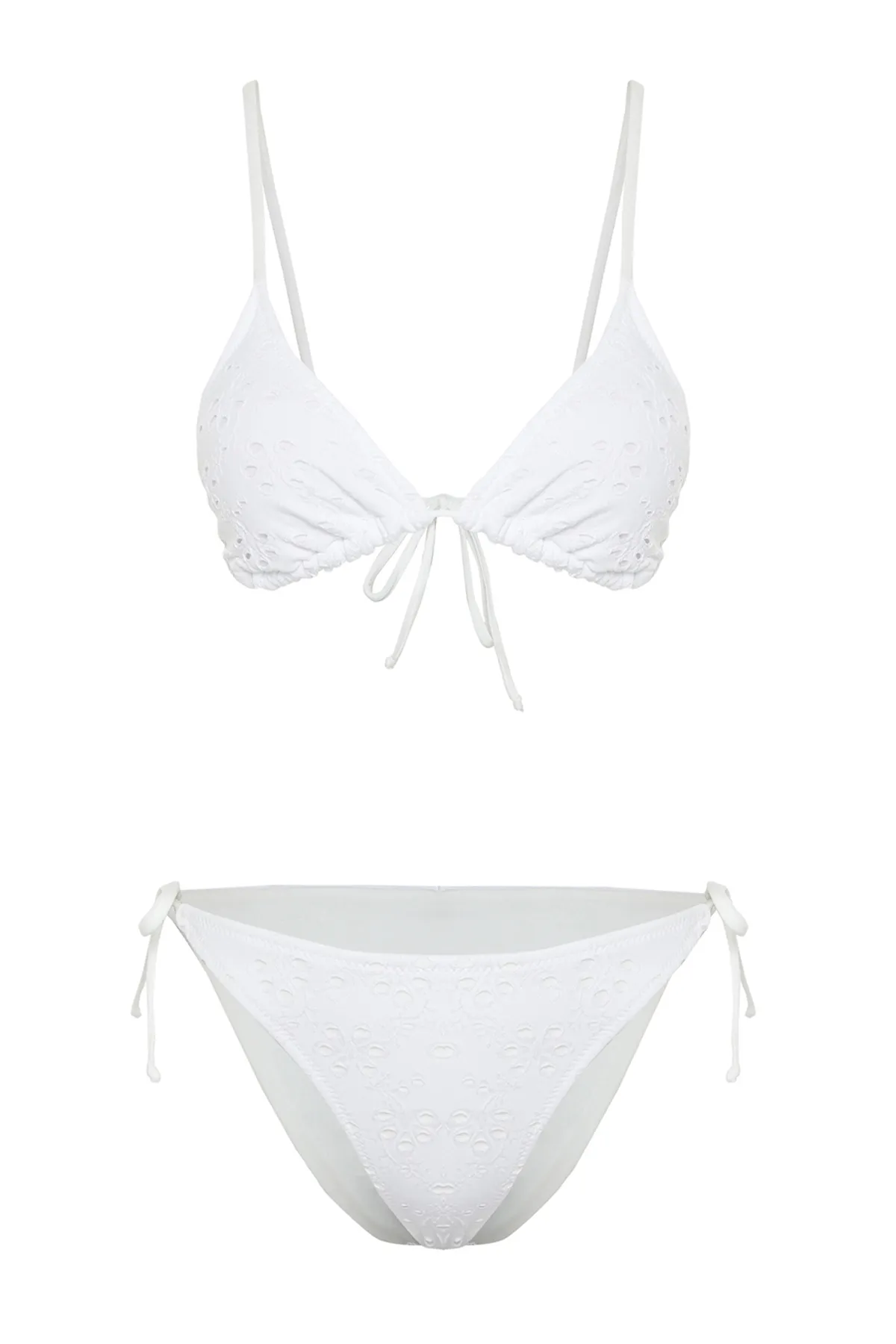 Trendyol Collection  Weißer Triangel-Bikini aus hochwertigem Stoff - TBESS24BT00082