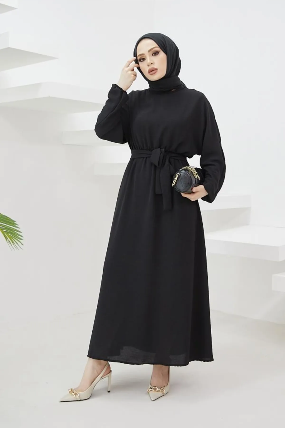 benguen  424-1aerobin Hijab-Kleid Schwarz