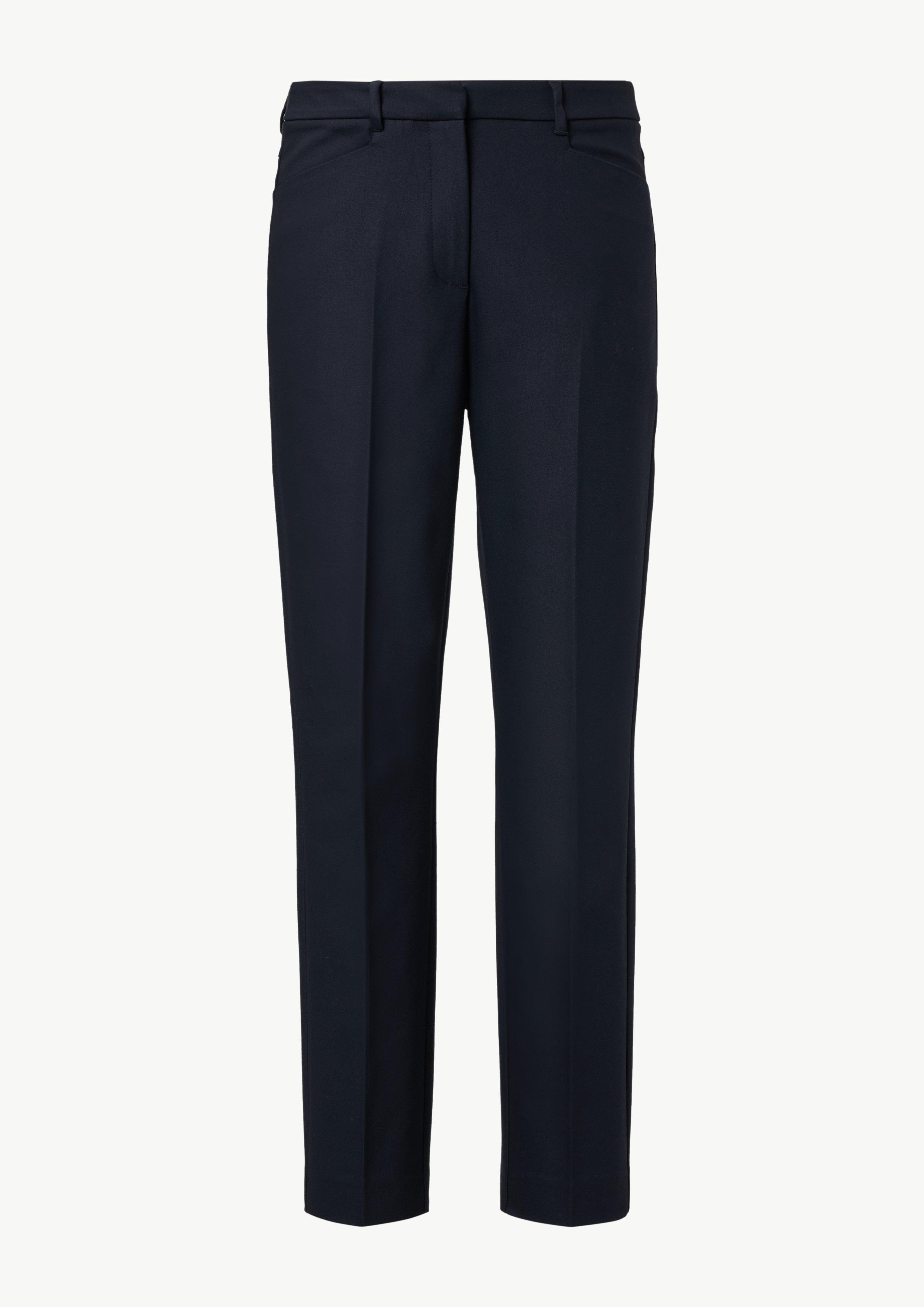 Schmale Stretchhose mit geschlitztem Saum - navy