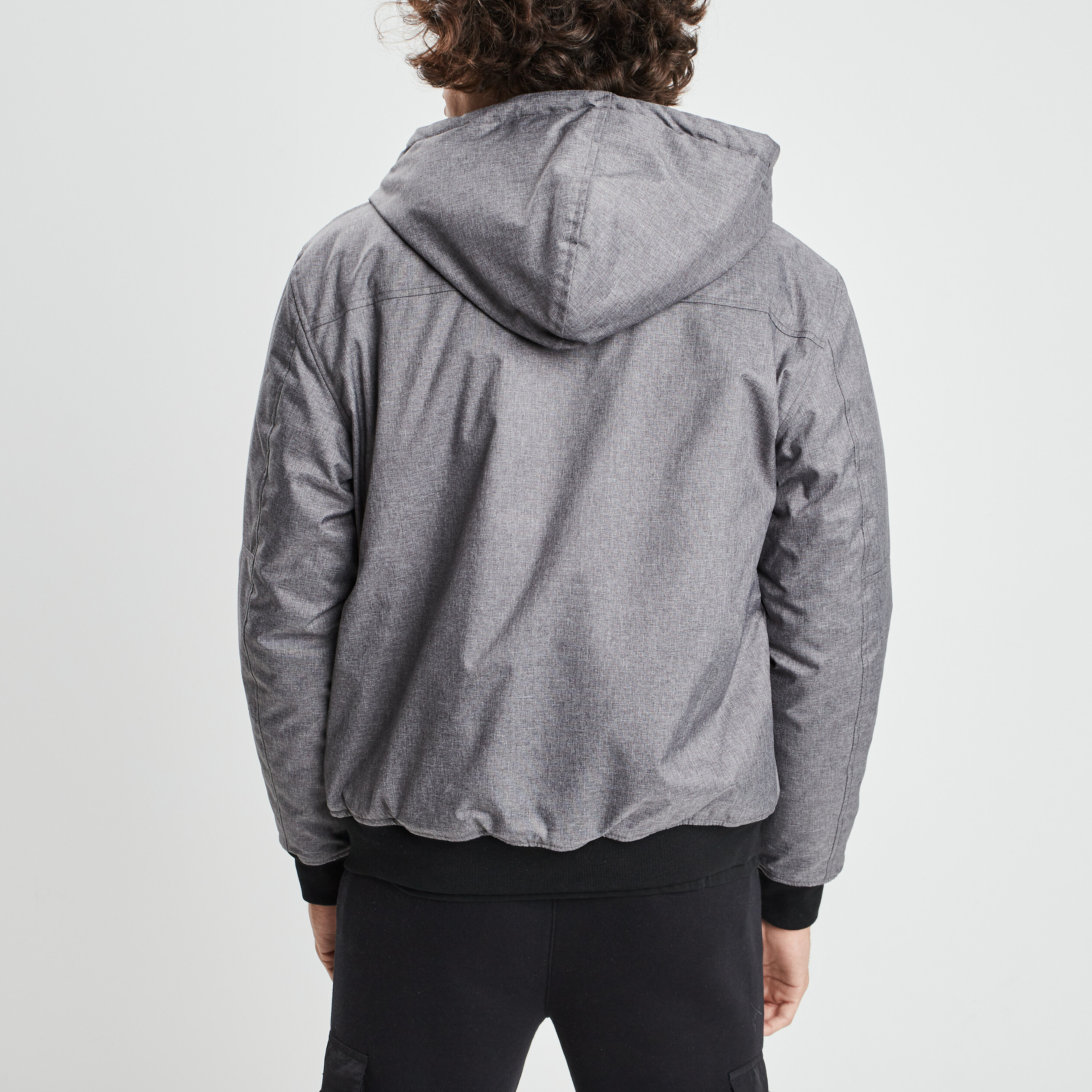 Blouson droit à capuche gris homme | La Halle