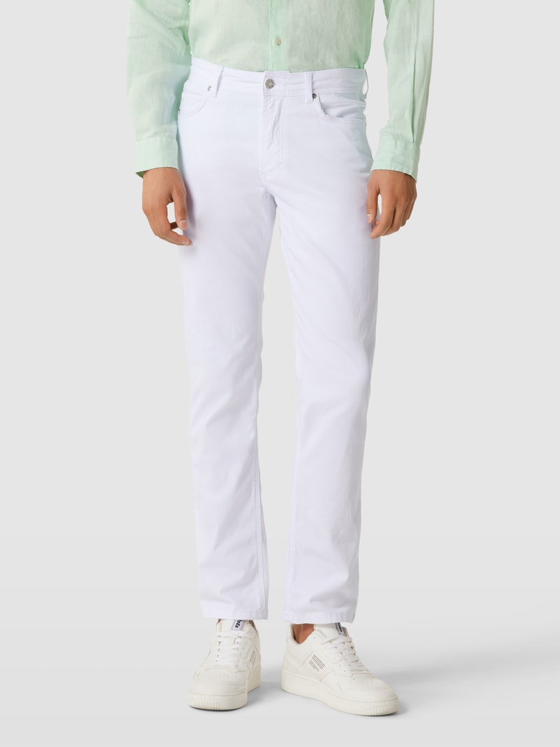 Slim Fit Jeans mit Label-Detail in weiß