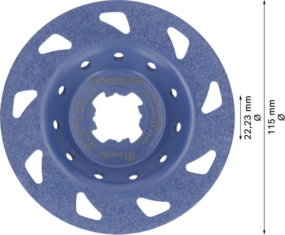 Bosch plavi pribor 2608901686 EXPERT Višenamjenska karbidna brusna glava, fina, X-Lock, 115 mm, 22,23 mm, ravna