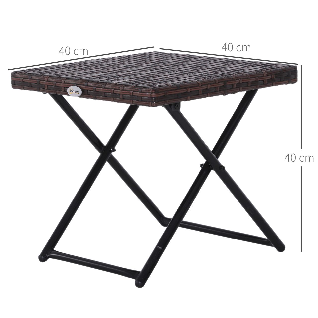 Outsunny Beistelltisch Gartentisch Klapptisch klappbar Polyrattan Braun