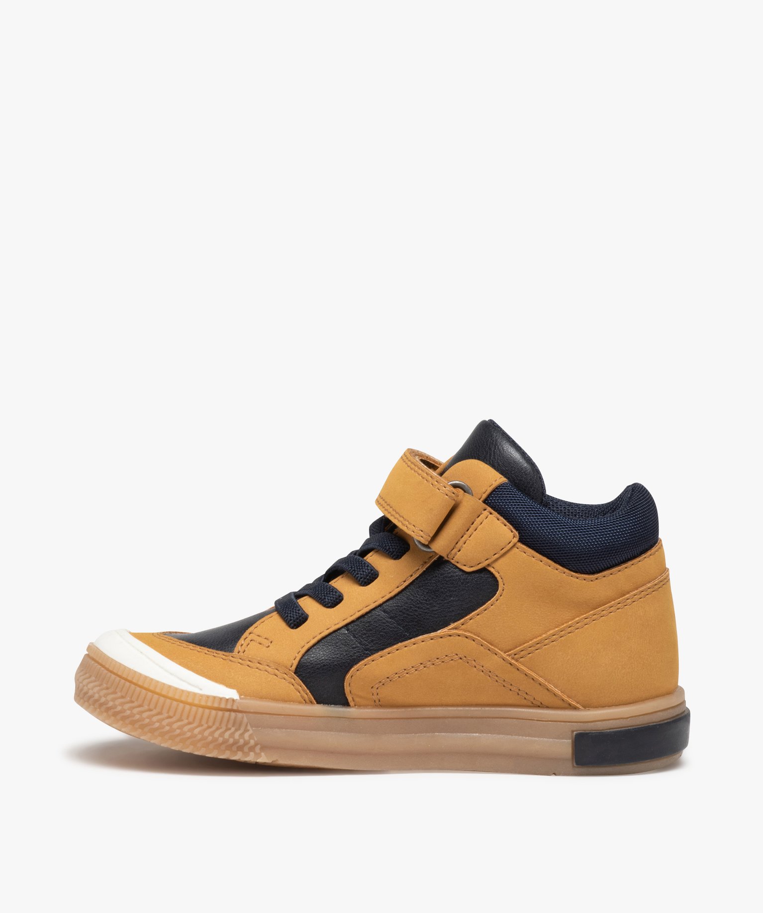 Baskets Garçon mid-cut bicolores à bout renforcé camel | GEMO