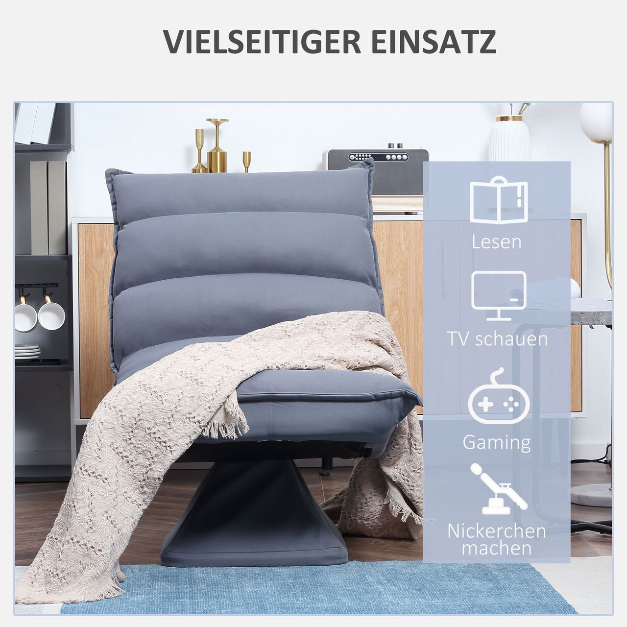 HOMCOM Bodensofa Bodenstuhl mit Verstellbarer Lehne, Drehbarer Meditationsstuhl