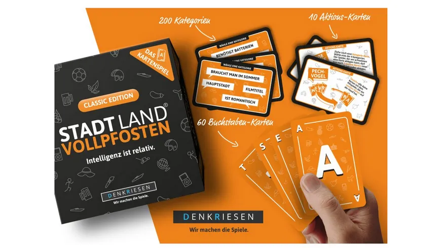 Denkriesen - STADT LAND VOLLPFOSTEN – Das Kartenspiel – Classic Edition