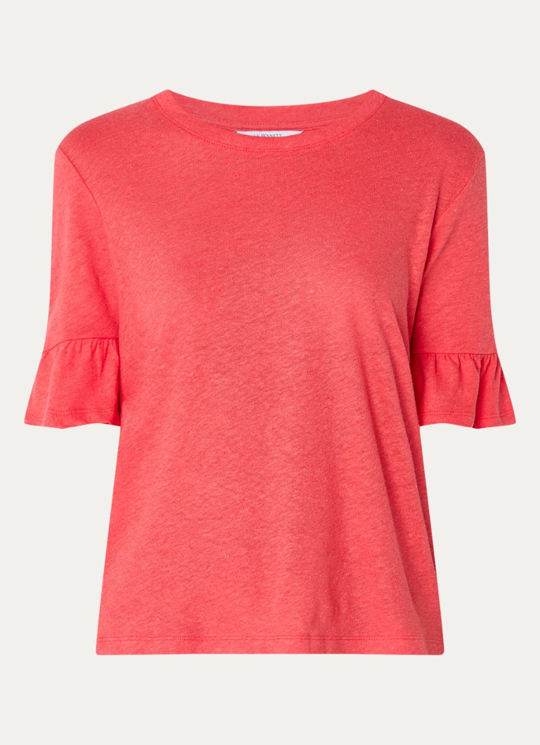 LKBennett TJ Gene top in linen blend with ruffle