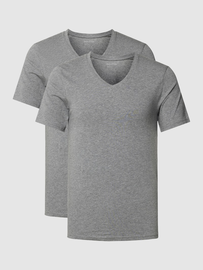 T-Shirt im 2er-Pack Modell 'ESSENTIALS' in mittelgrau meliert