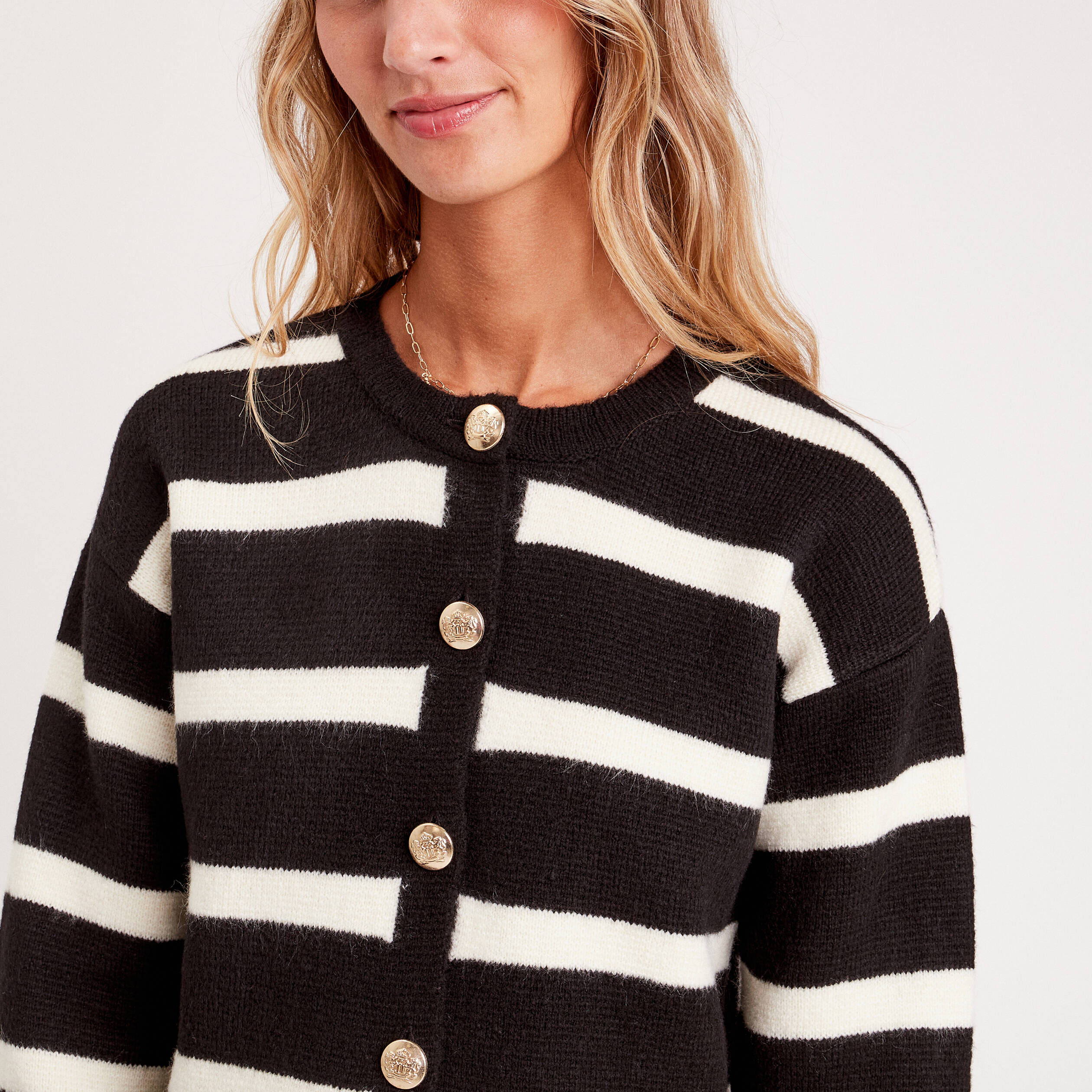 Veste boutonné col rond ecru femme | Cache Cache