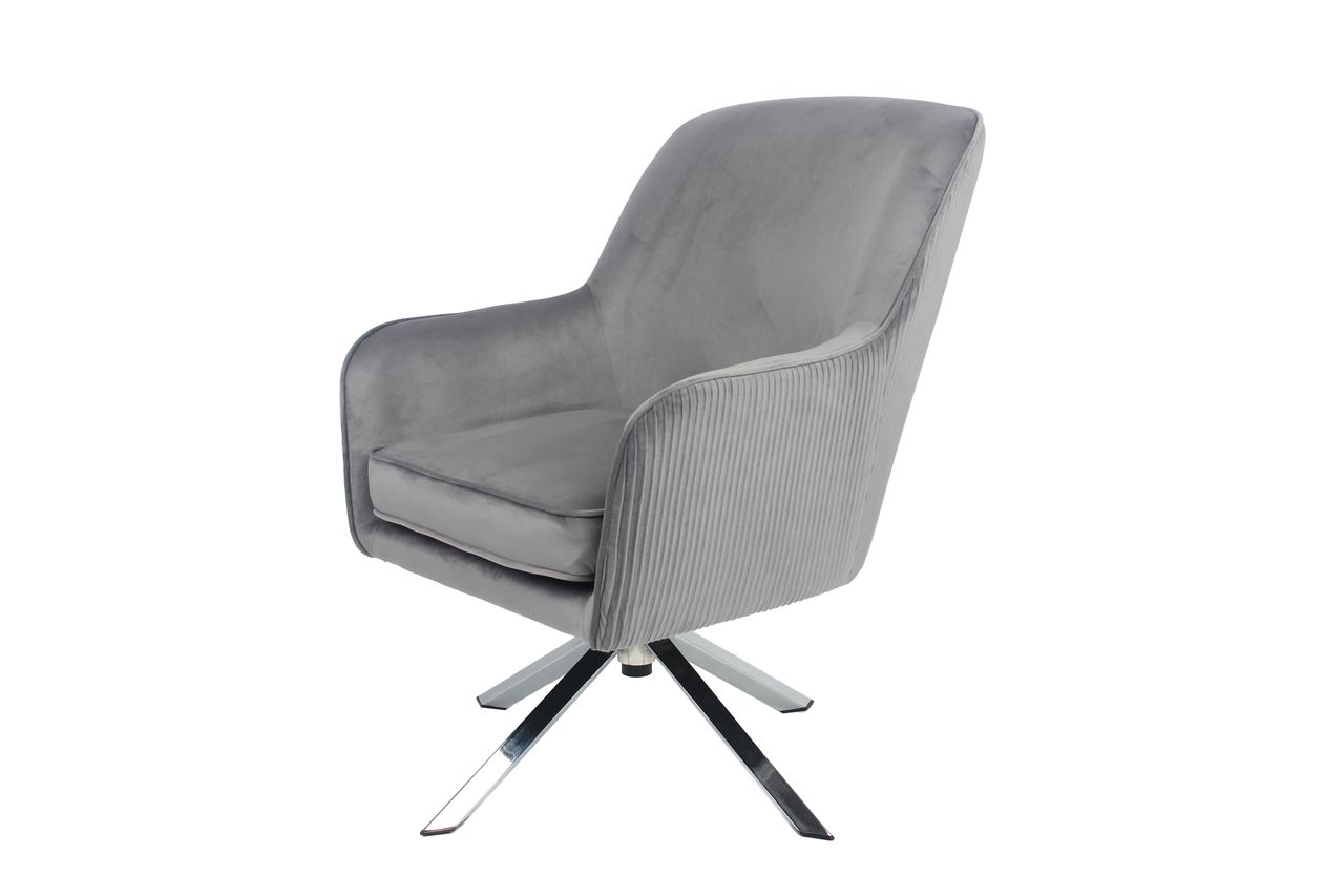 Happy Home Happy Home Drehsessel mit Samtbezug HWP63-GRA grau