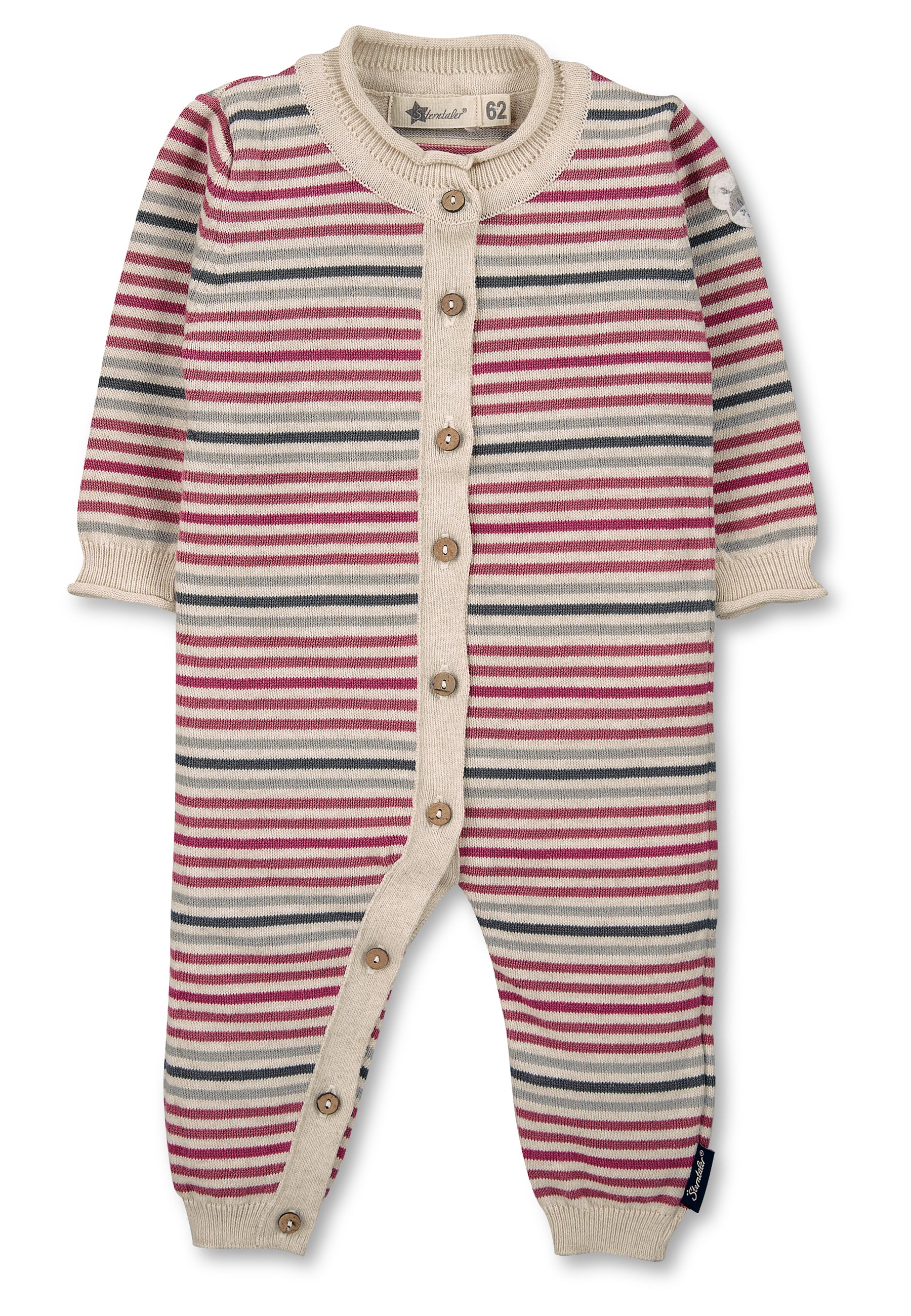 GOTS Strick Baby Strampler Einteiler in Rosa