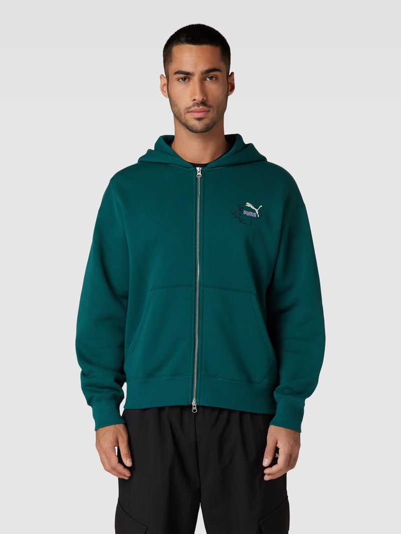 Sweatjacke mit Label-Stitching - PUMA X P&C* in dunkelgrün