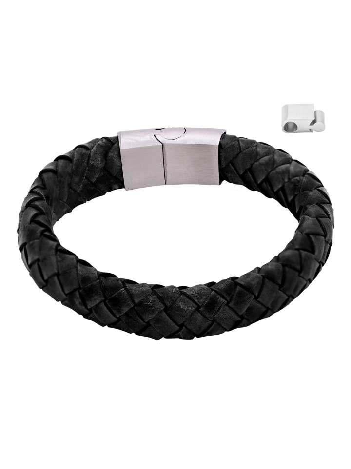 Steel_Art Herrenarmband Lederarmband Enno in schwarz günstig kaufen