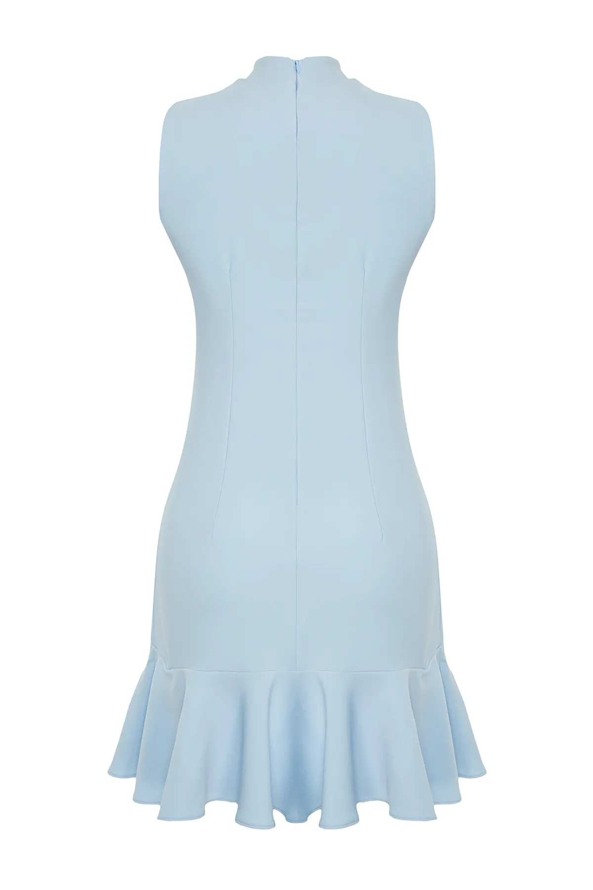 Trendyol Collection  Blaues Volant-Minikleid aus Webstoff TWOSS24EL00602