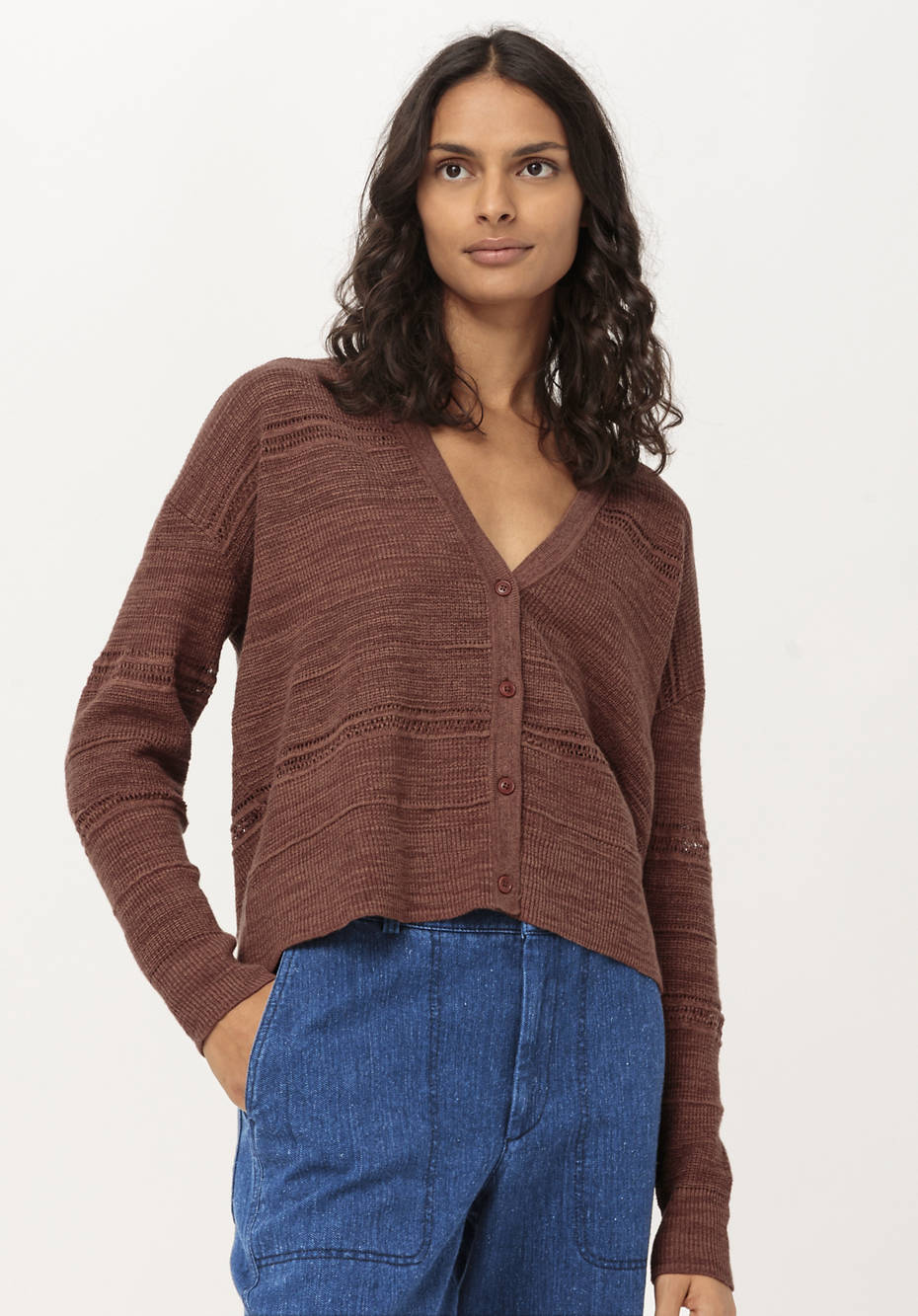 Strickjacke aus Leinen mit Bio-Baumwolle