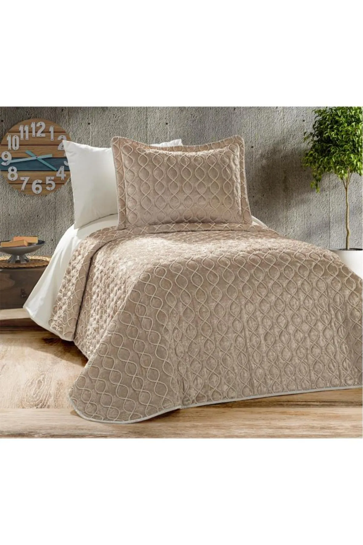 Çeyiz Diyarı  Brillance Tagesdecke für Einzelbett, Cappucino