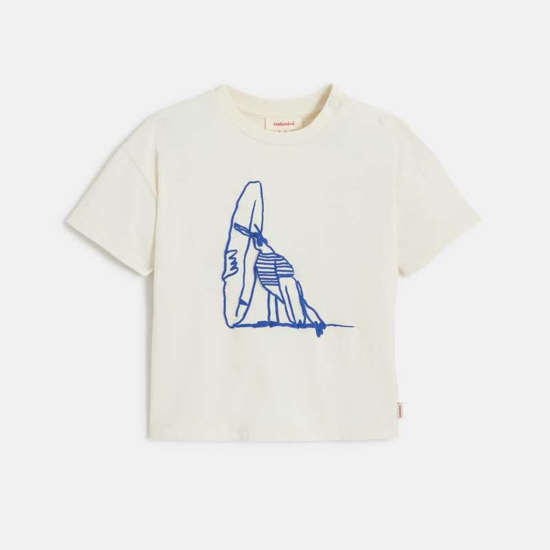 T-shirt bébé garçon écru oiseau surfeur beige Catimini