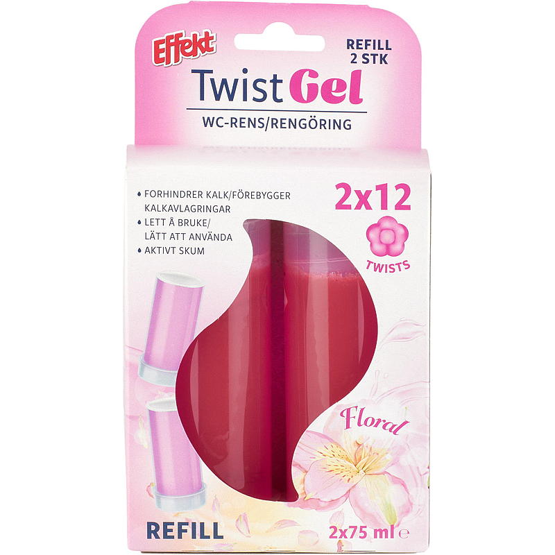 Effekt WC rens Twist gel 2 stk refill floral Effekt