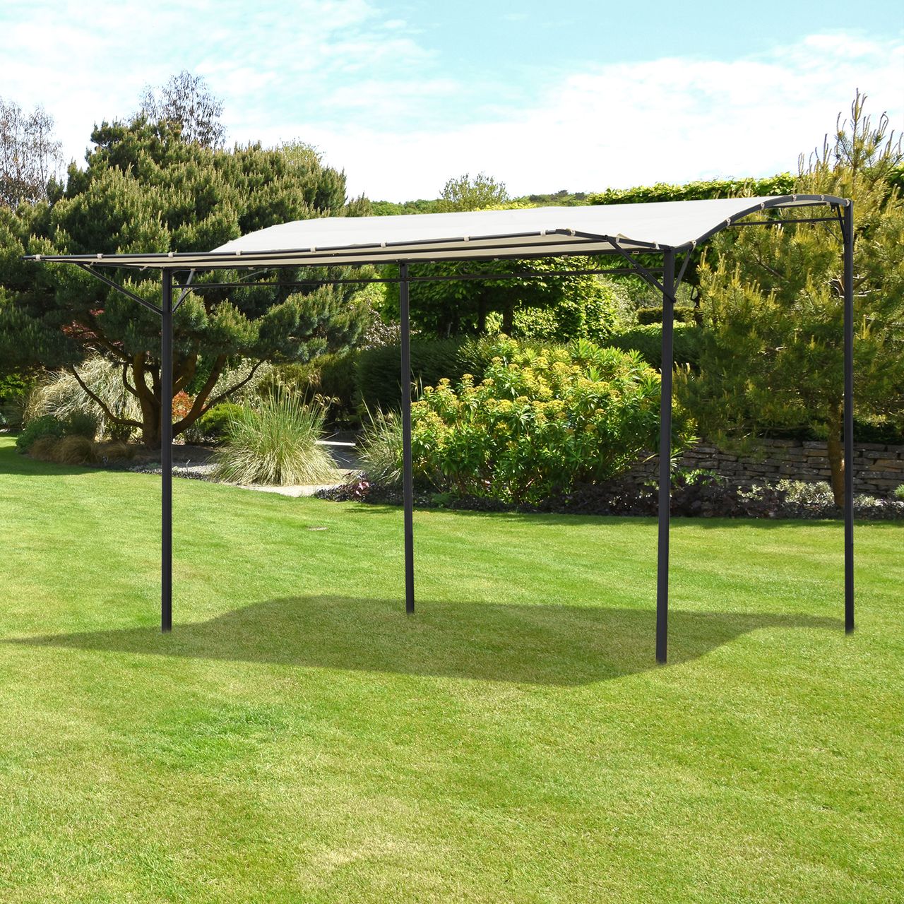 Outsunny Pavillon Gartenpavillon Markise mit klappbarem Seitendach 300 x 250 cm