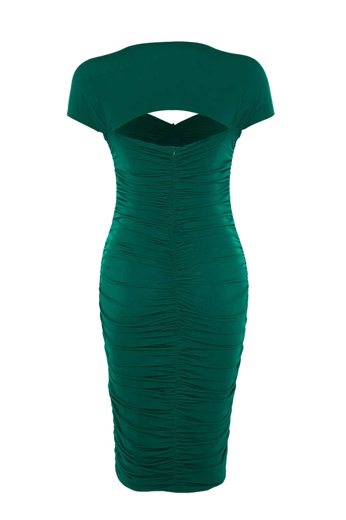Trendyol Collection  Smaragdgrünes, drapiertes, detailliertes Abendkleid TPRSS22EL3034