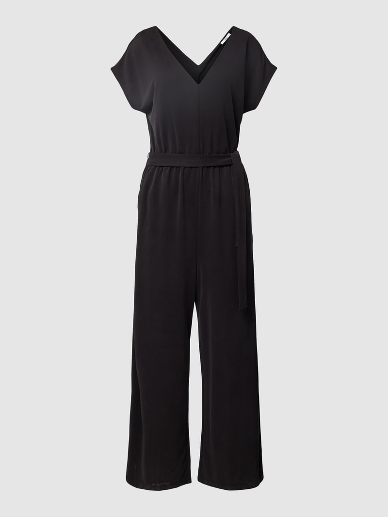 Jumpsuit mit Bindegürtel in schwarz