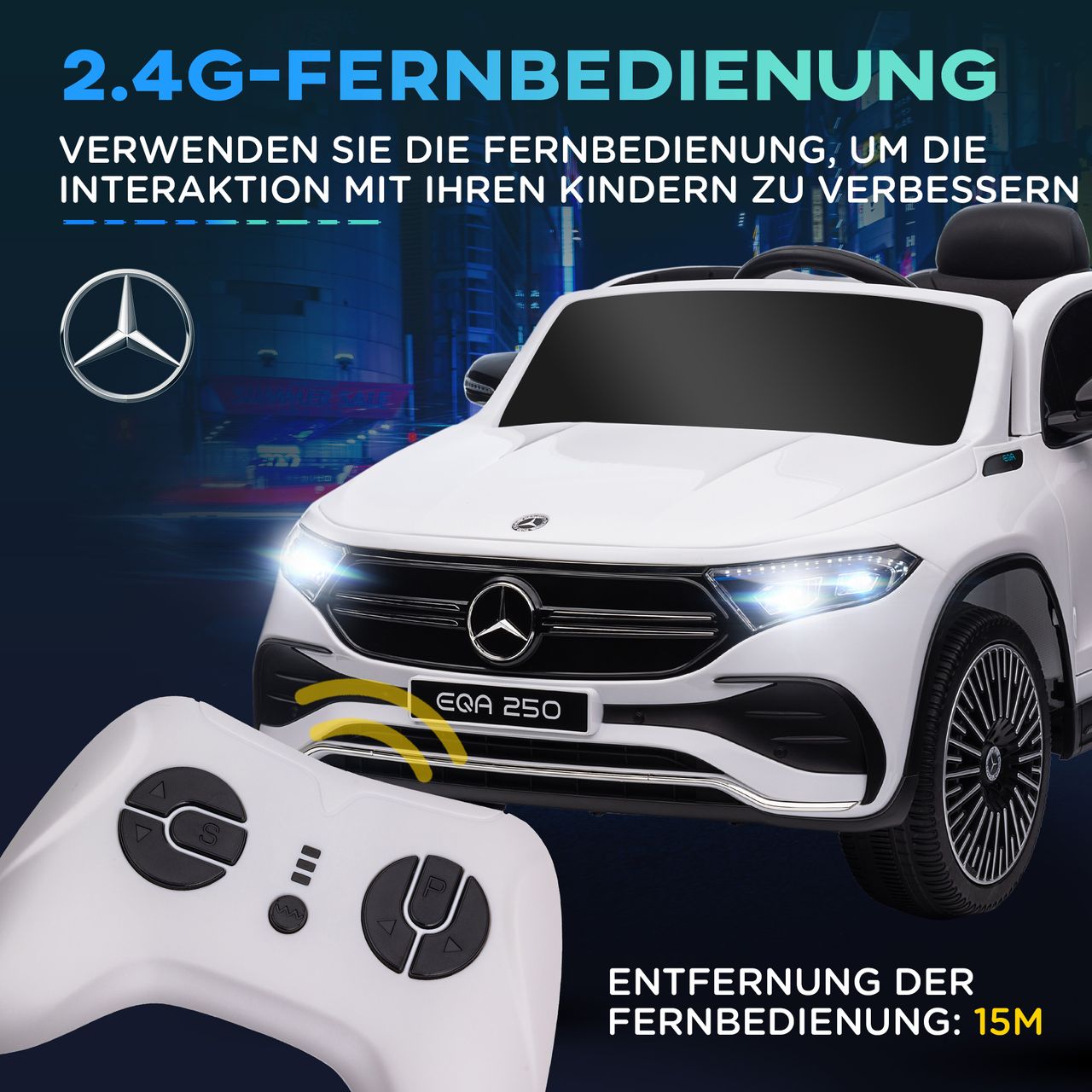 HOMCOM Kinder Elektrofahrzeuge Elektroauto mit Fernbedienung, Kinderauto mit MP3