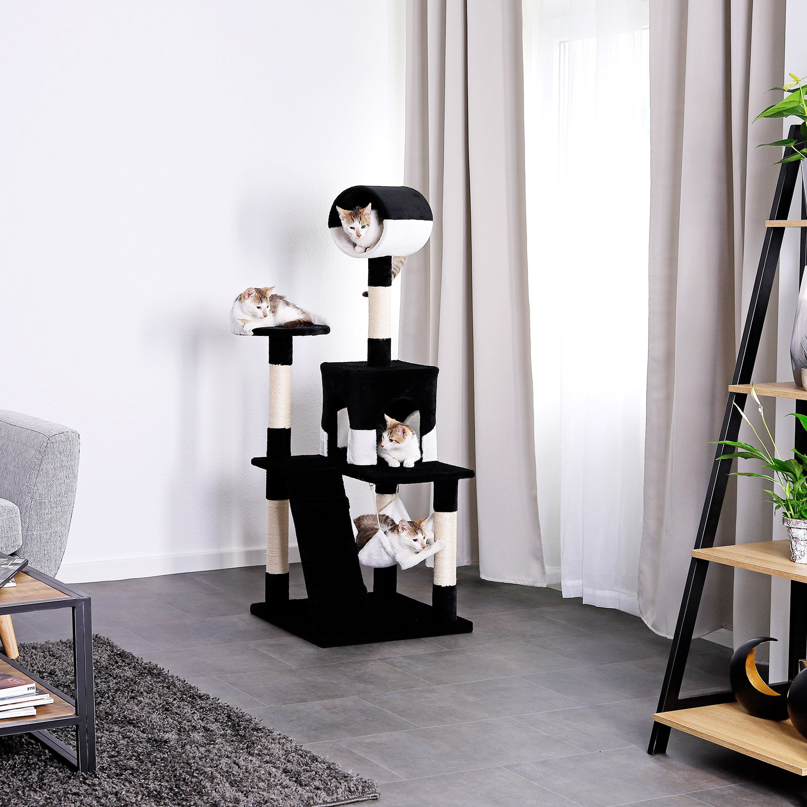 Lionto Kratzbäume Lionto Kratzbaum, Höhe 133 cm schwarz/ weiß