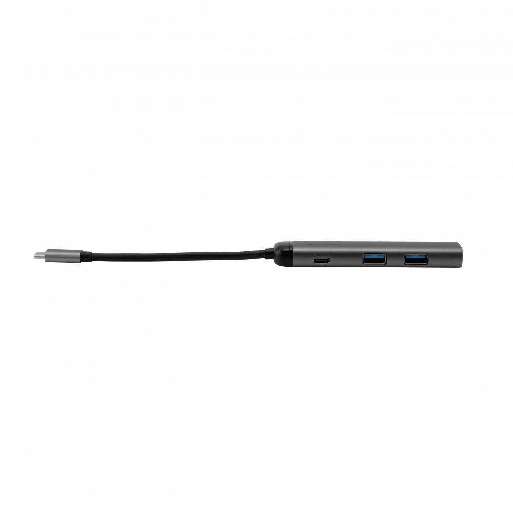 Verbatim USB-C Multiport-Hub 49140 USB-Adapter, 15 cm, USB 3.0, HDMI, Schnellladeanschluss, für Notebook Smartphone, silber