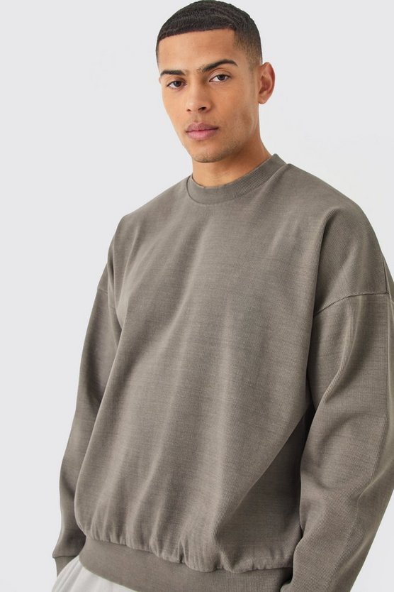 Geripptes Oversize Sweatshirt