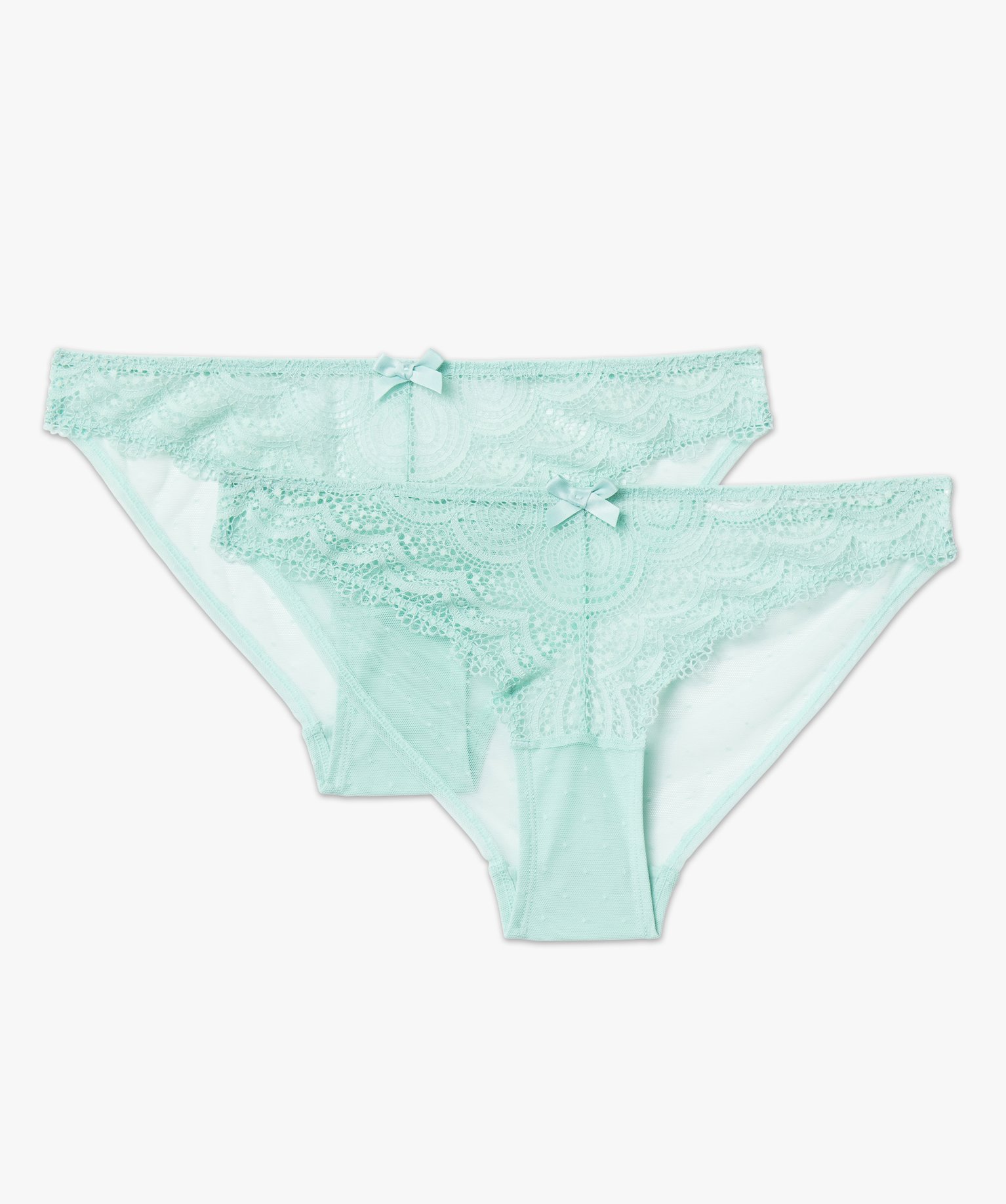Culotte en dentelle et tulle femme (lot de 2) bleu | GEMO