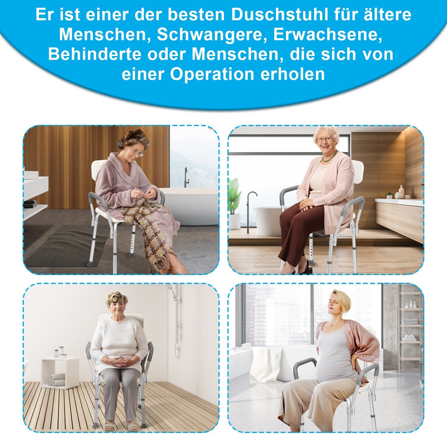 TolleTour Duschhocker Duschhocker Duschstuhl Badhocker Badehocker belastbar bis 136 kg