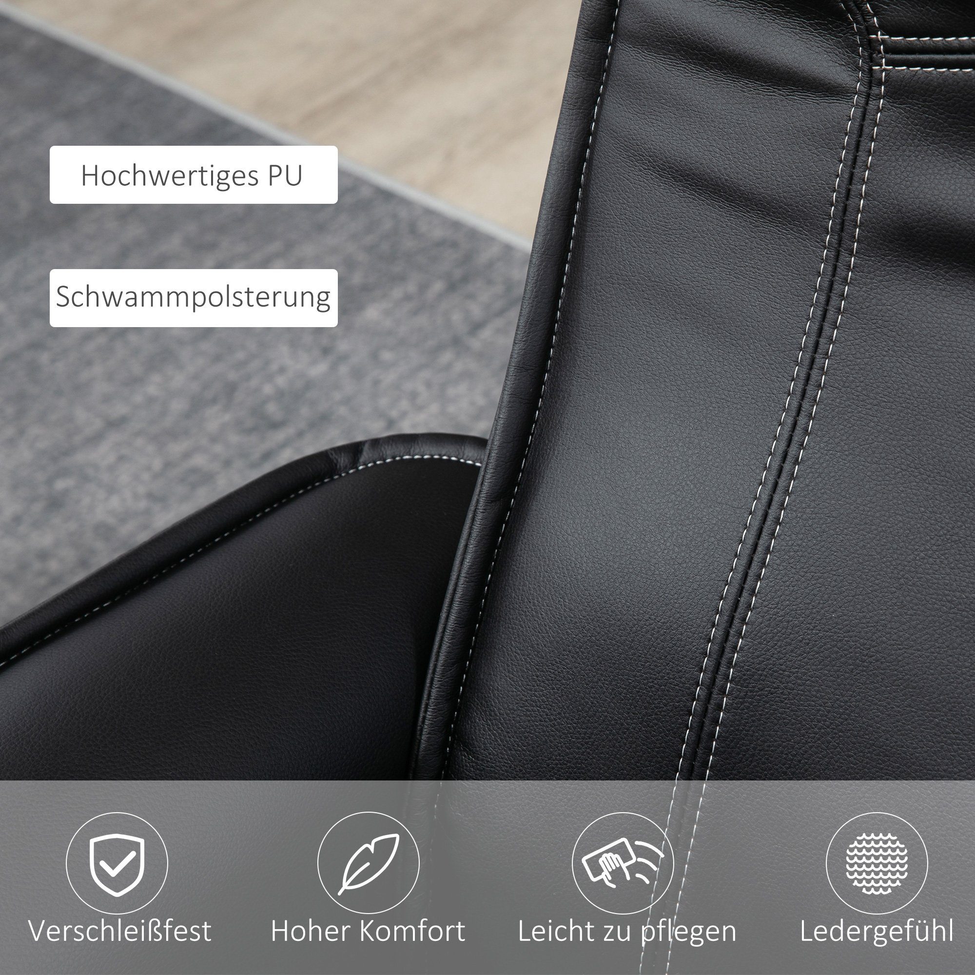 HOMCOM Polsterstuhl Ruhesessel mit Liegefunktion (Drehbarer TV-Sessel, 2 St), BxLxH: 77x76x105 cm