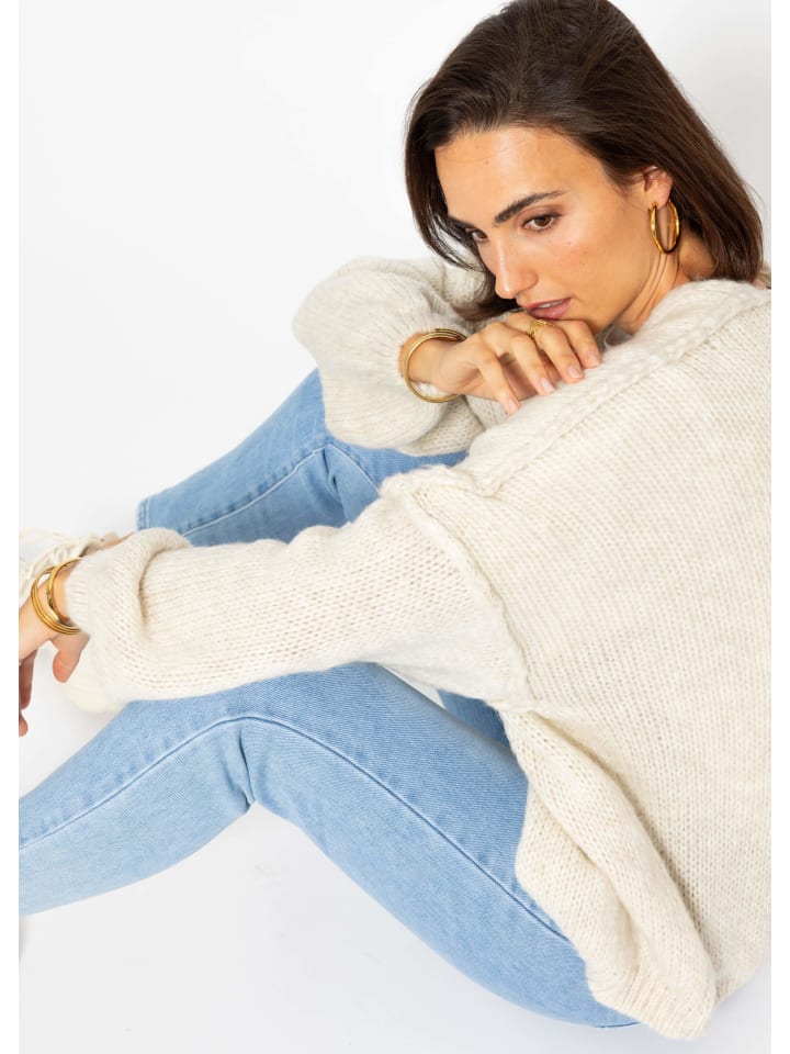 SASSYCLASSY Cardigan mit Außennähten in Beige günstig kaufen