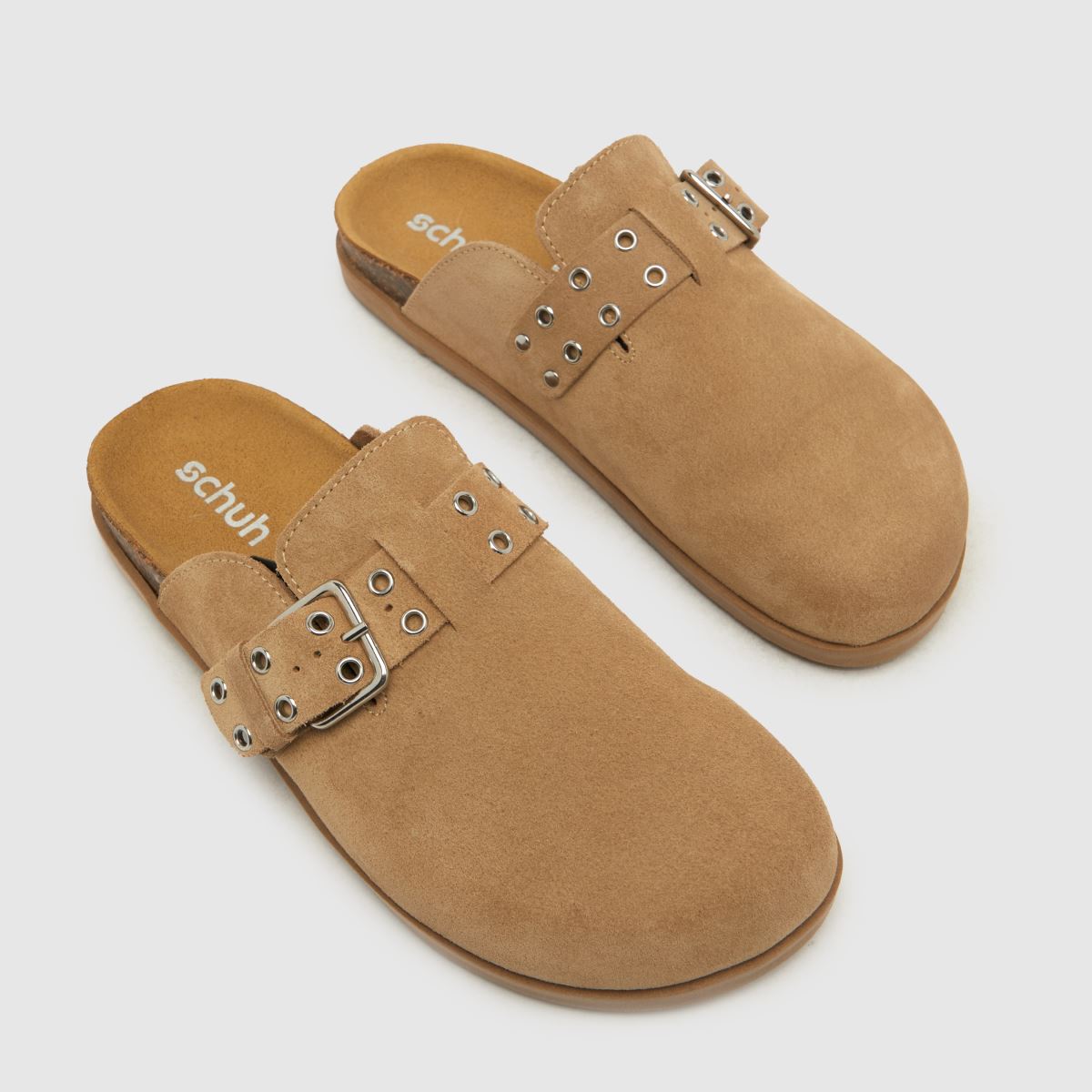 Schuh Tabbie zárt orrú öszvér szandál natúr színben
