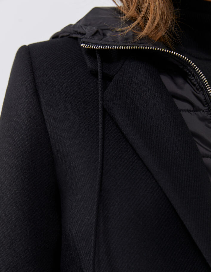Manteau drap de laine à capuche femme