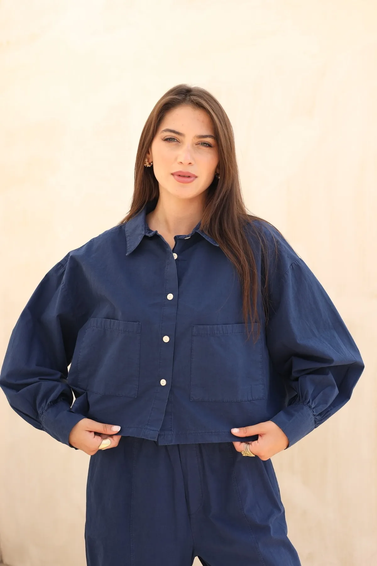 Laluvia  Marineblaues Hemd-Hosen-Set
