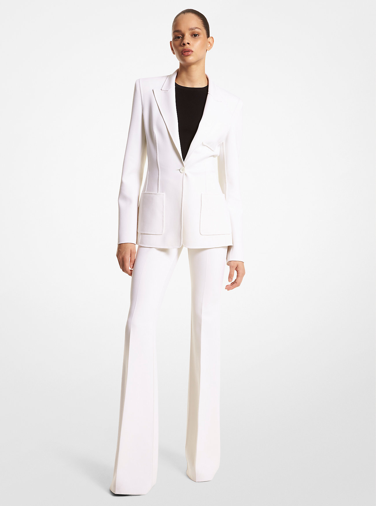 Double Face Stretch Wool Blazer - IVORY