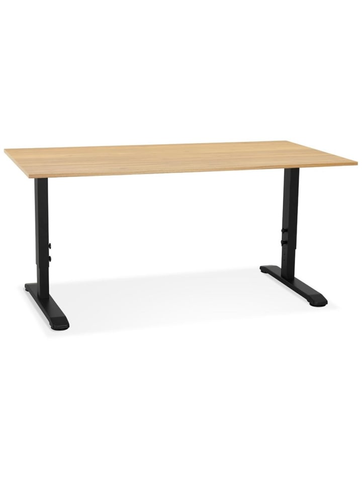 KADIMA DESIGN Schreibtisch höhenverstellbar 160x80 cm, Homeoffice in Beige-Schwarz günstig kaufen