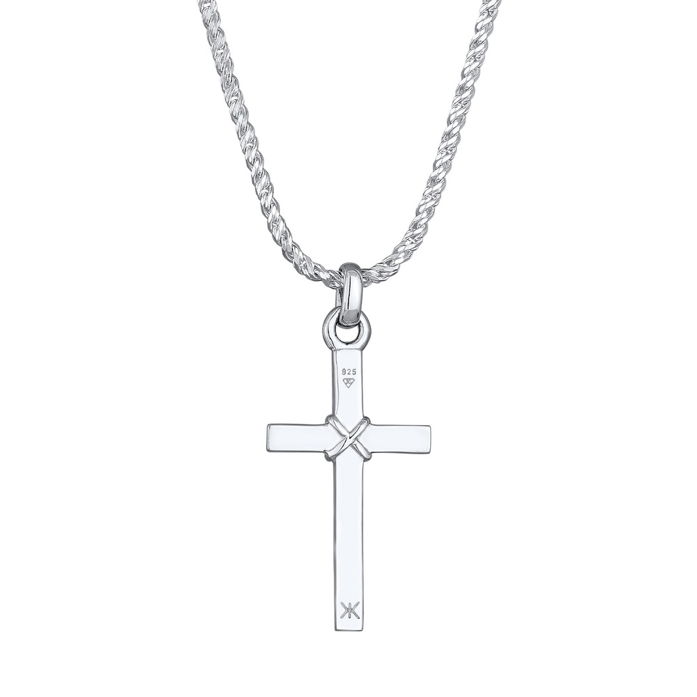KUZZOI KUZZOI Collier Pendentif Croix pour hommes plat basique en argent sterling 925 collier