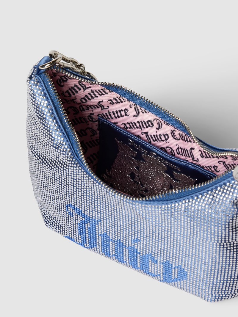 Hobo Bag mit Allover-Ziersteinbesatz Modell 'HAZEL' in hellblau