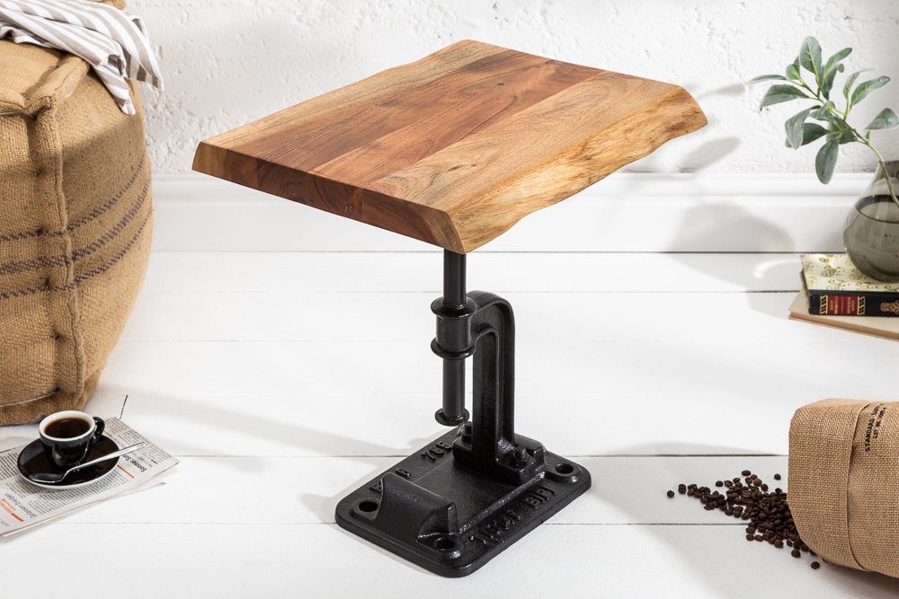 riess-ambiente Beistelltisch FACTORY 43cm natur, Massivholz · Metall-Fuß · Industrial Design · Akazie