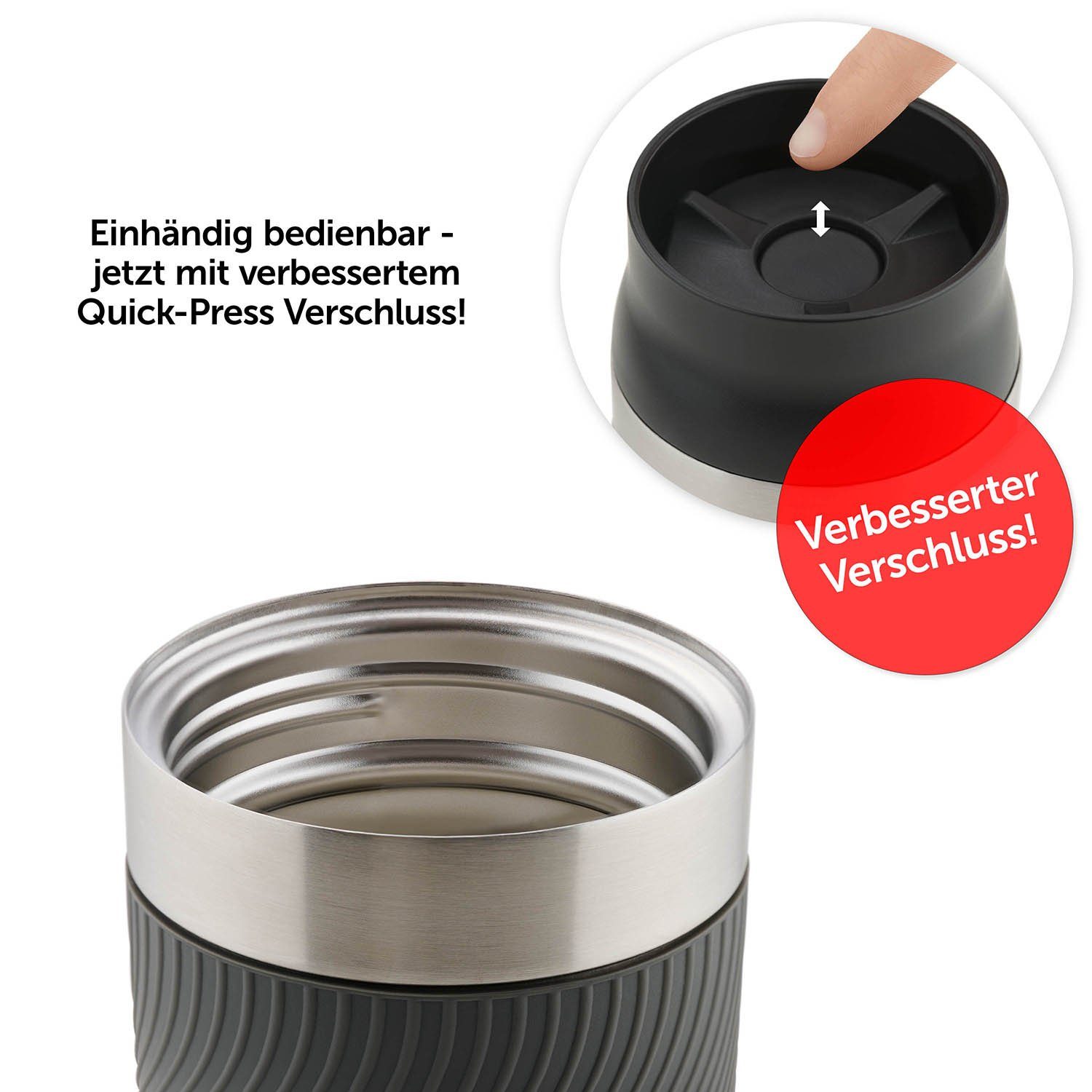 Blumtal Isolierflasche Thermobecher Classic aus Edelstahl - auslaufsicher Kaffeebecher to go, hält 4h heiß/ 8h kalt, 360° Trinköffnung, Easy Quick-Press-Verschluss