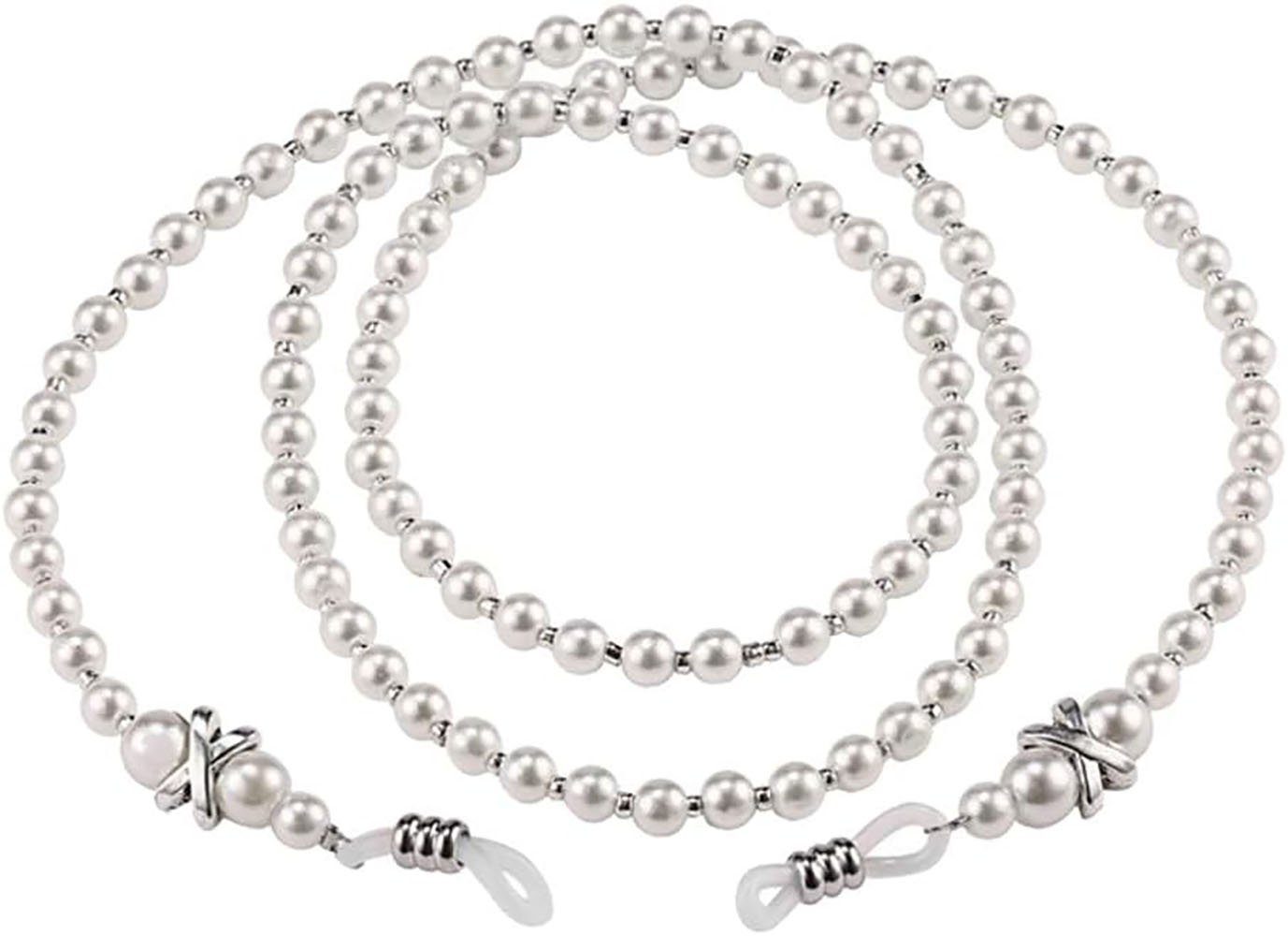 DRSEON Brillenkette 2 Stück Brillen Kette kleine weiße Perlen Halskette Strap