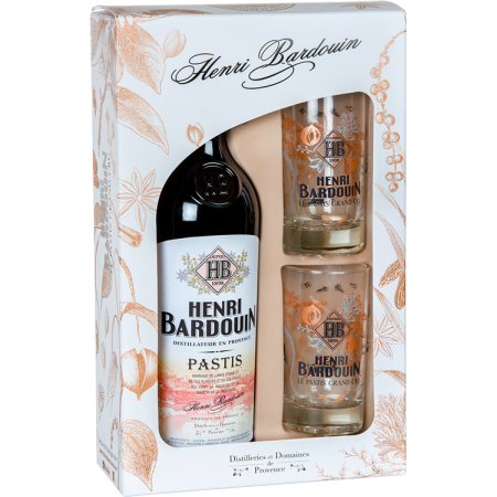 COFFRET PASTIS HENRI BARDOUIN + 2 VERRES