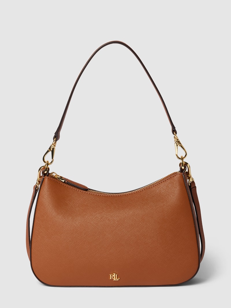 Schultertasche mit Label-Applikation Modell 'DANNI' in cognac