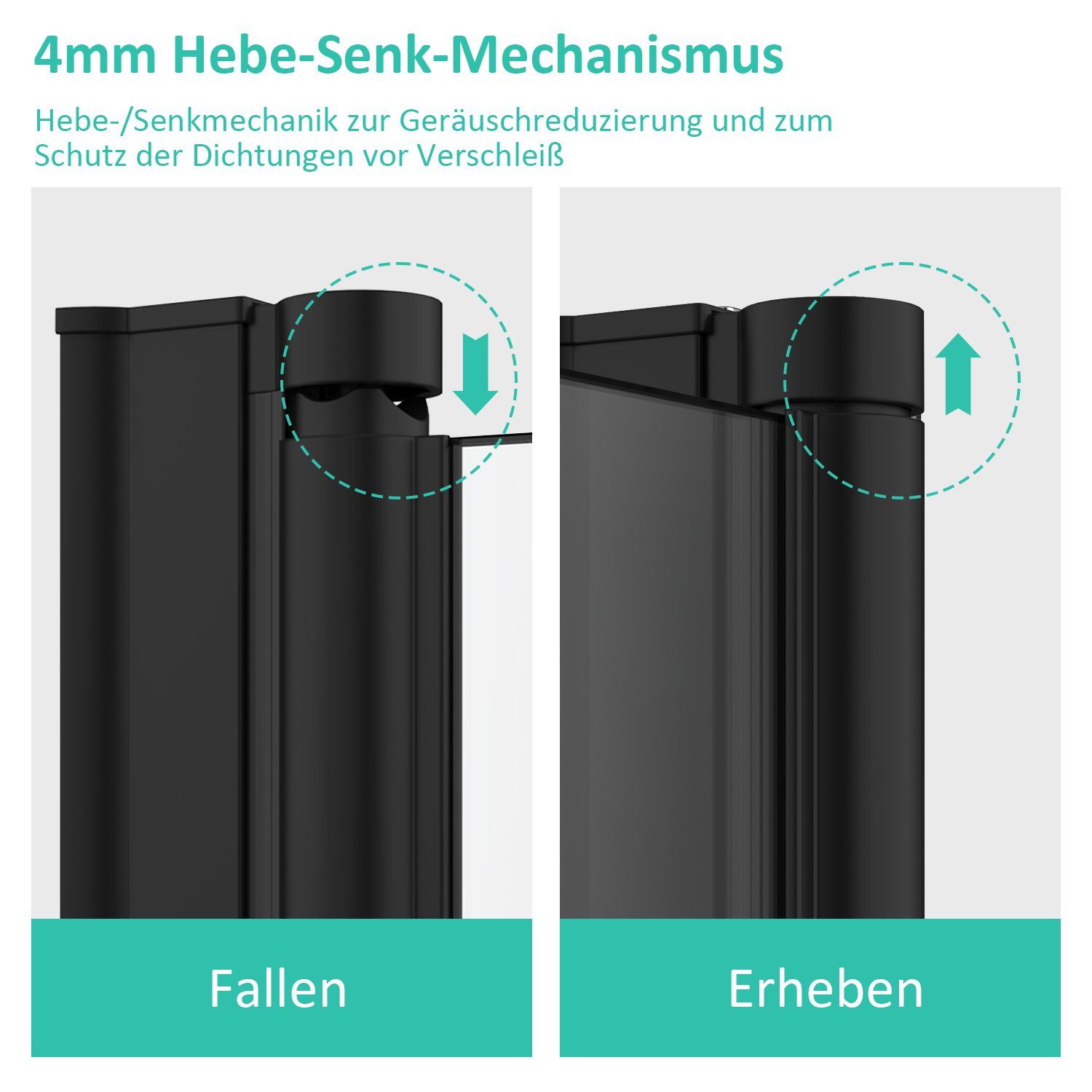 Boromal Badewannenfaltwand Badewannenaufsatz 2 teilig 6mm ESG glas mit Nano 110cm Faltbar Schwarz, 6mm Einscheibensicherheitsglas, Aluminiumprofile, NANO