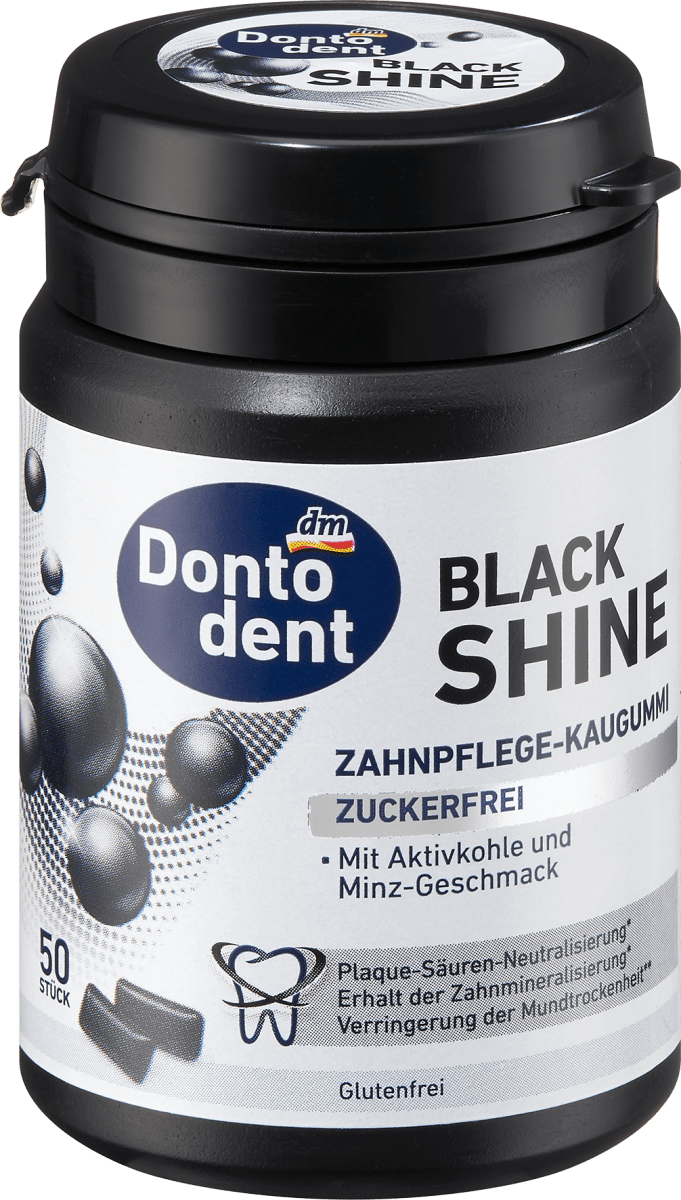 Kaugummi, Black Shine mit Aktivkohle, 57 g
