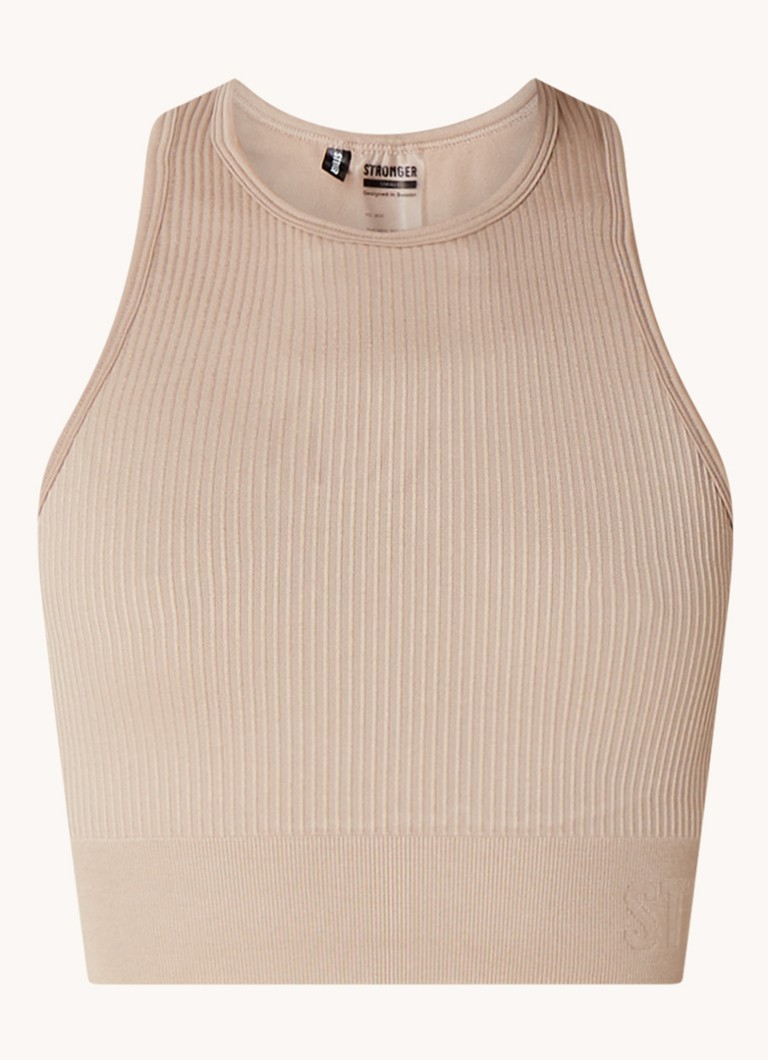 STRONGER Embrace cropped training top with rib structure