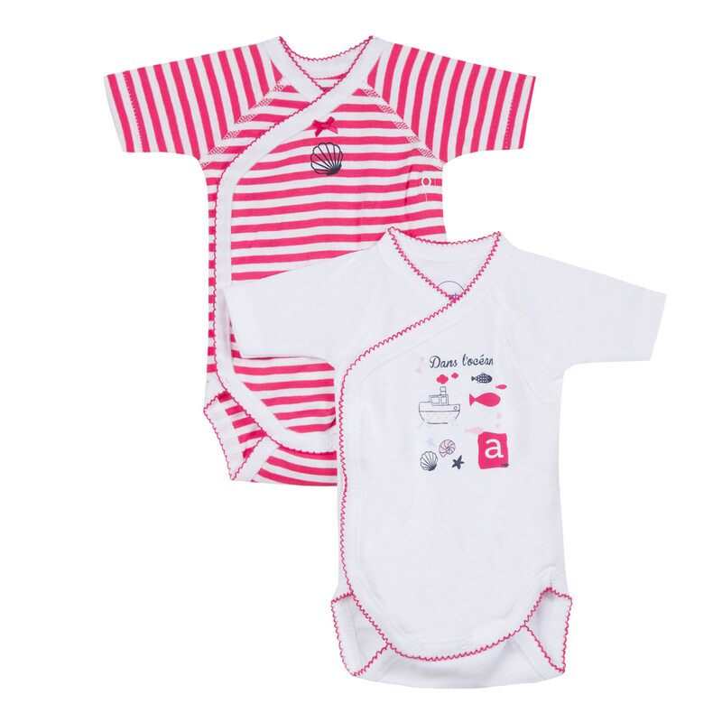 Lot 2 bodies bébé fille manches courtes Absorba
